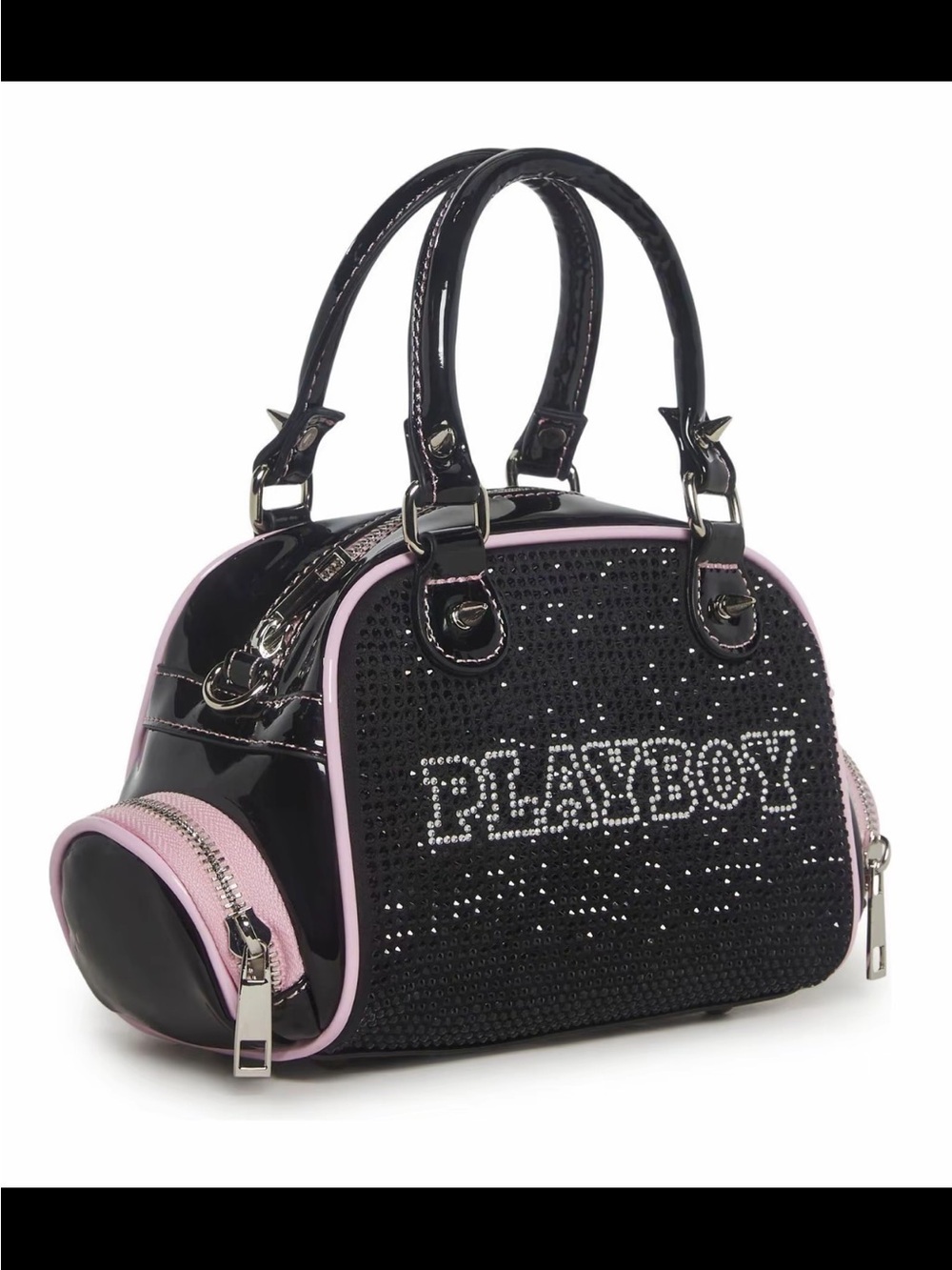 Dolls Kill x Playboy Rhinestone Bowler Bag Black Pink Y2K SOLD OUT